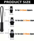 Zipper Repair Kit With Three Size Replacement Zipper Heads For Size 3 5 8 Nylon Metal Zippers Quick Install Detachable Pulls For Jackets Luggage And Bags No Sewing Required Easy Fix For Stuck Or Broken Zippers
