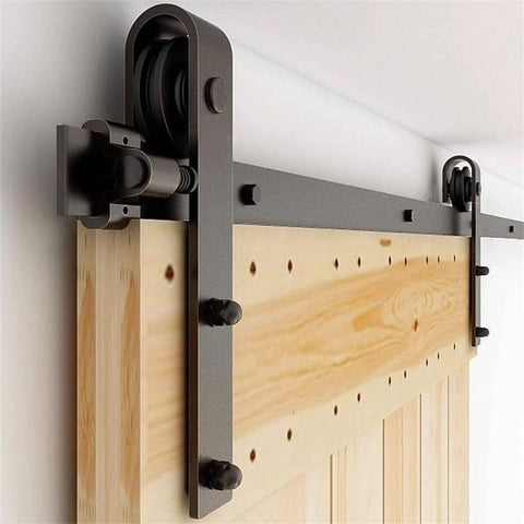Heavy Duty Barn Door Track Kit With Hook Hanger And Smooth Guide Rail Roller System Rust Resistant Sliding Door Hardware Set