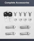 Beat The Elements Lockable Weatherproof Enclosure For Floor Standing Outdoor Electric Vehicle Charging Station Housing accessories including keys, bolts, and nuts.
