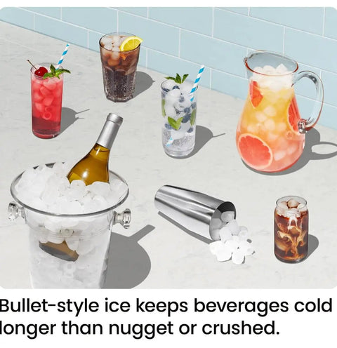 Dual Size Countertop Ice Maker For Home And Office, Fast 9 Ice Cubes In 7 Minutes, Large Or Small Bullet Ice, Self Cleaning