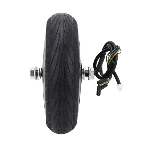 350W Front Wheel Drive Hub Motor Wheel For ES1 ES2 ES3 ES4 Electric Scooters, mounted with wires visible
