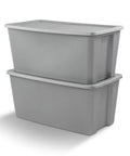 Go Big On Storage With This 50 Gallon Gray Bin Featuring Heavy Duty Latches And Secure Recessed Lid And Extra Large Stackable Plastic Tote.