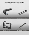 Image showing recommended products including a top handle, camera strap, cage kit, and hand strap with IDs 3764, PSC2428, 4336, and PSW2398.