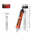Non Contact Voltage Tester That Is Super Handy With Buzzer Alarm And Bright Flashlight For Home And Jobsite, orange with batteries and box