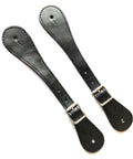 Leather Spur Straps For Horse Riding Two Piece Set With Adjustable Single Ply Design on white background