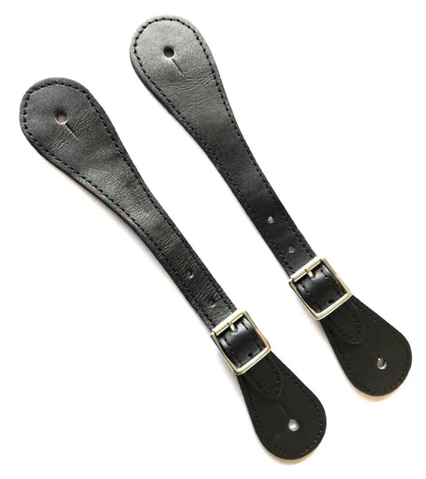 Leather Spur Straps For Horse Riding Two Piece Set With Adjustable Single Ply Design on white background