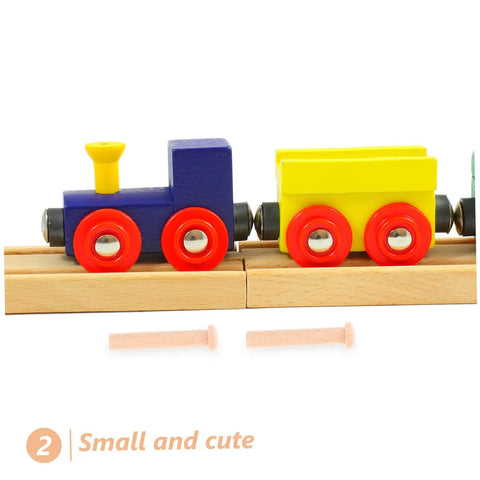 Miniature Wooden T Shaped Pin Nails Set For Crafts And Woodworking 20 Pcs Great For Fine Detail Work Like Train Wheel Models Solid Wood Pins For Precise Assembly DIY Ready shown with toy train wheels.
