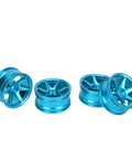 Beefed Up CNC Machined Aluminum RC Wheel Hubs For 1X10 Scale Cars, Stability Boost, Easy Install, Rugged Blue Hubs Displayed