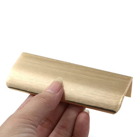4 Pack Concealed Edge Pull Handles In Champagne Finish Aluminum Alloy Finger Pull Cabinet Handles For Kitchen Garage Drawers 92mm Length