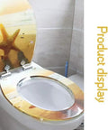 Top Shelf Elongated Toilet Seat With Soft Close Slow Closing Lid Made Pretty Dang Durable From Quality Resin And Using Smooth Stainless Steel Hinges To Skip All The Slamming Nonsense For Quick Cleaning, featuring starfish design.