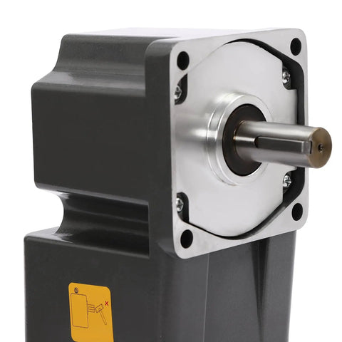 Close-up of 110V 200W Beefy Speed Reduction Motor With 90 Degree Output Adjustable Gear Ratio 45 RPM AC Gear Reduction Motor