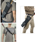 Lightweight Back Archery Quiver, Dual Use Foldable Hip Arrows Bag With MOLLE Pocket in use, polyester, black, fits 18-24 arrows