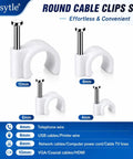 Heavy Duty Cable Wire Clips Pack Of 200 For 4mm To 10mm Cables Easy Nail Mount Round Plastic Clips for wire management