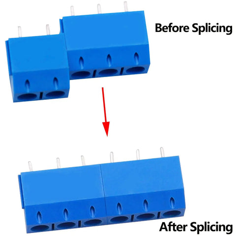 Boxed 2 Pin And 3 Pin 5mm Pitch PCB Mount Screw Terminal Block Connectors Blue For 14 To 22 AWG Wire Rated 300V 10A Easy Splice