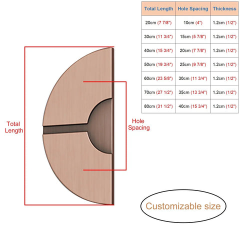 Double Sided Sliding Door Handle Round Solid Metal Push Pull Knob For Home Garage Wine Cellar Closet Red Bronze Finish 80 Centimeters Durable Heavy Duty Construction Ideal For Entry Doors And Interior Doors Great For Home Garage Wine Cellar Or Closet diagram with dimensions and customizable size