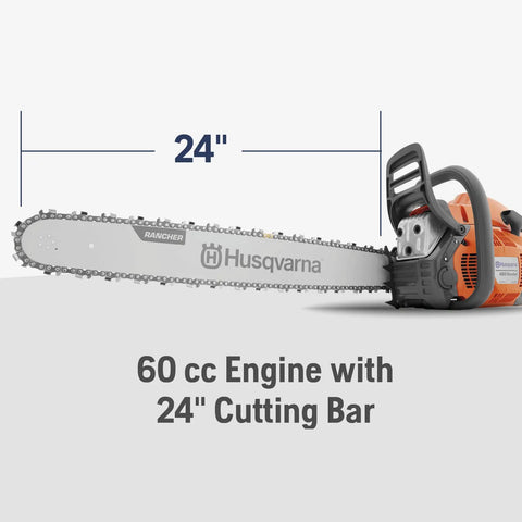 460 Rancher Gas Powered Chainsaw With 60.3 cc 3.6 HP 2 Cycle X Torq Engine 24 Inch Bar Automatic Adjustable Oil Pump Beast Mode