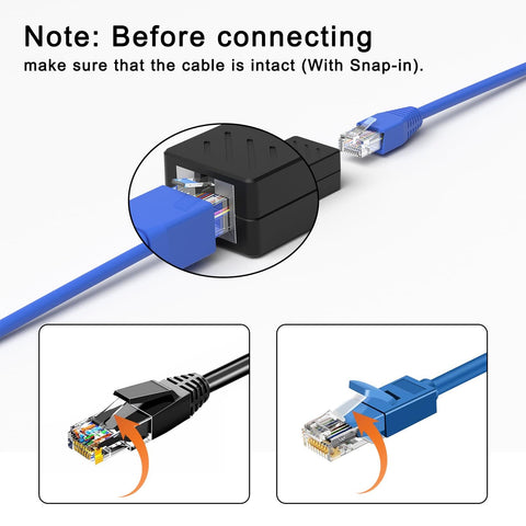 2 Pack Gigabit RJ45 In-Line Ethernet Couplers Female To Female Extender Adapters For Cat5e To Cat8 Cabling Nickel Plated Black