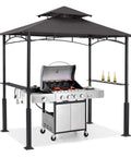 Grill Gazebo With Led Light For Outdoor Bbq And Patio Shade 8x5 Canopy Shelter Sturdy Powder Coated Steel Frame Rust Resistant