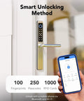 Smart Fingerprint Door Lock With Keypad For Front Door, Childproof Deadbolt To Prevent Escape, IC Card Access, 40 To 90 Mm Multipoint Locking System, Works For Home Security, Not For Patio Mortise Lock, Silver Finish installed on door with phone app