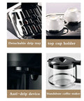All-In-One Home Coffee Maker And Espresso Machine 2-In-1 Brew System with detachable drip tray, cup holder, anti-drip device, and coffee pot