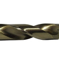 Cobalt Aircraft Extension Drill Bit Set Size 40 6 Inch Pack Of 12 GLBCO Series with gold oxide finish close-up