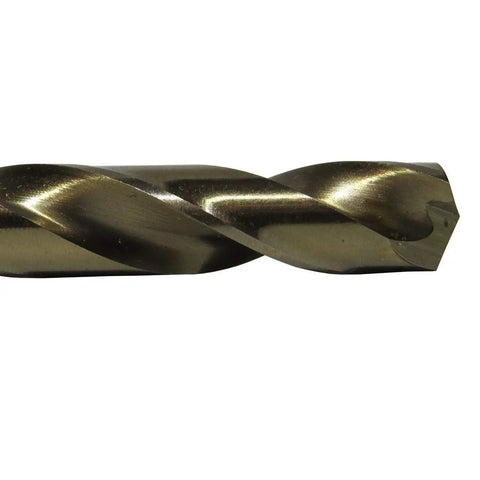 Cobalt Aircraft Extension Drill Bit Set Size 40 6 Inch Pack Of 12 GLBCO Series with gold oxide finish close-up