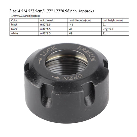 Rock Solid ER25 Dynamic Balancing Collet Nut Built Like A Tank With Heavy Duty Steel And A Tough Black Oxide Coating For Precision Lathe Chuck And Tool Setup, side view showing detail.
