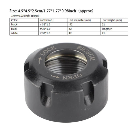 Heavy Duty ER25 Collet Nut With Dynamic Balancing For CNC Lathe And Milling Machines M32X1.5 Thread Black Oxide Finished Steel
