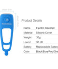 Electric Bike Bell With 90dB Alert And 3 Sound Modes Waterproof Black Finish Easy To Install For Daily Commutes Durable Bicycle Horn For E Bikes Loud Yet Clear Warning For Safer Rides, blue silicone cover, about 10cm