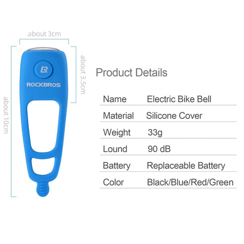 Electric Bike Bell With 90dB Alert And 3 Sound Modes Waterproof Black Finish Easy To Install For Daily Commutes Durable Bicycle Horn For E Bikes Loud Yet Clear Warning For Safer Rides, blue silicone cover, about 10cm
