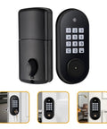 Built Tough Security Meets No Sweat Convenience With This Sleek Black Keypad Deadbolt Electronic Door Lock with keypad and lock features.