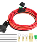 Badass Electric Fuel Pump Relay Wiring Harness Kit 40 Amp Relay 30 Amp Fuse for 12 Volt Systems with color coded wires.