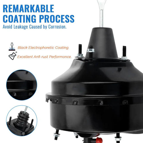 Heavy Duty Vacuum Power Brake Booster For Chevy Silverado Cadillac Escalade Tahoe Suburban Avalanche 2003 To 2007 showing black electroplating detail.