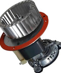 High Output Draft Inducer Furnace Motor Replacement For Carrier Systems, 65230, metal construction with fan blades and mounting base.