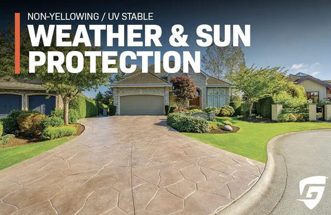Straight Up Pro Grade 5 Gallon Solvent Based Acrylic High Gloss Wet Look Concrete Coating And Paver Sealant on a driveway.