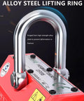 Heavy Duty Permanent Magnetic Lifter With Rock Solid Grip, 2200 Lb Plate Magnet For Crane And Workshop Rigging, No Sweat Neodymium Steel Handler For Your Daily Grind - close-up of alloy steel lifting ring.