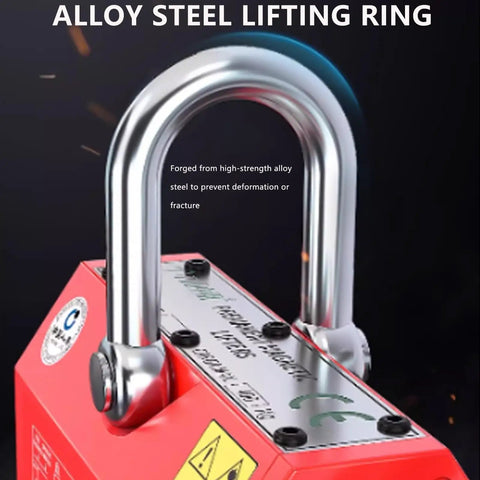 Heavy Duty Permanent Magnetic Lifter With Rock Solid Grip, 2200 Lb Plate Magnet For Crane And Workshop Rigging, No Sweat Neodymium Steel Handler For Your Daily Grind - close-up of alloy steel lifting ring.