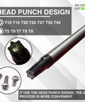 Close-up of Torx Screwdriver Set showing T5-T40 sizes with head punch design and magnetic tips for efficiency.