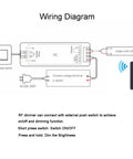 Wiring diagram for Led Dimmer Switch With Remote For 5-36V Single Color Led Tape Brightness Control Magnetic Wall Mount RF Wireless 2.4GHz
