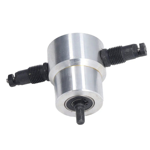 Heavy Duty Double Head Sheet Metal Nibbler Cutter with Aluminum Alloy Drill Attachment and Adjustable Dual Heads