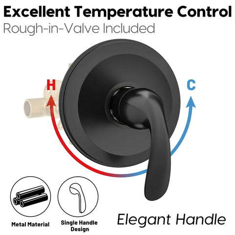 Matte black shower faucet set valve handle for sleek matte black shower faucet set with tub spout and valve