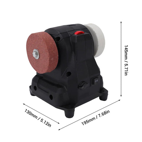 Fafeicy Cordless Mini Sander And Polisher With 6 Gears And 100 Watt Pure Copper Motor For Metal Wood Jewelry Sanding, side view with dimensions.