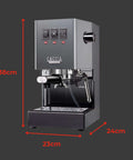 Classic Evo Pro Grade Espresso Machine With Industrial Grey Finish Made In Italy Compact Size 9 Bar Extraction 58mm Stainless Steel Commercial Portafilter Three Way Solenoid Valve Commercial Steam Wand Sturdy Steel Housing For Barista Pros