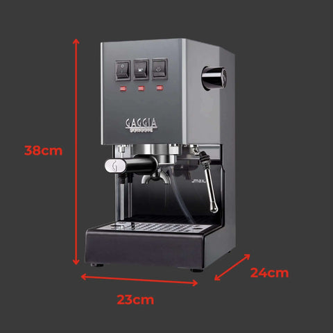 Classic Evo Pro Grade Espresso Machine With Industrial Grey Finish Made In Italy Compact Size 9 Bar Extraction 58mm Stainless Steel Commercial Portafilter Three Way Solenoid Valve Commercial Steam Wand Sturdy Steel Housing For Barista Pros