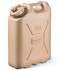 Portable 5 Gallon Military Style Water Jug For Camping And RVs Sand colored plastic beverage and hydration dispenser for outdoor drinking