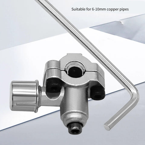 Front view of refrigeration needle valve kit BVP31 with wrenches; silver aluminum body for 6–10 mm copper pipes