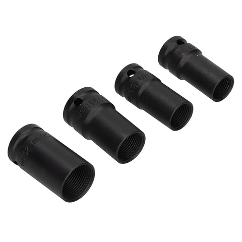 Get This Bad Ass 4 Piece Locking Wheel Nut Removal Socket Set Made From Tough Aluminum Alloy To Crush Stuck Lug Nuts Fast With Thin Walled Impact Sockets And Protective Sheath For Any Car Tire Change Or Emergency Roadside Mech Fix Today, 4 black sockets