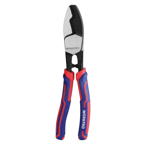 Knockout 8 Inch Cable Cutter With Twin Cutting Edge And Rock Solid Hrc65 Steel Blade For Butter Smooth Snips On Electrical Wire, heavy duty construction.