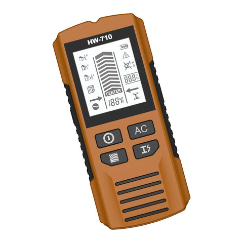 Studs Finders Wall Scanners for Renovations, Yellow. LCD screen wall scanner with ergonomic grip, ideal for home projects.