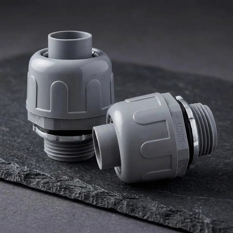 Rock Solid 1/2 Inch NPT Liquid Tight Connector 180 Degree Conduit Elbow Pack Of 2 Heavy Duty Electrical Fitting for flexible conduit.